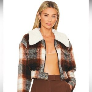 House of Harlow x Revolve Hadia Jacket in Rust Plaid